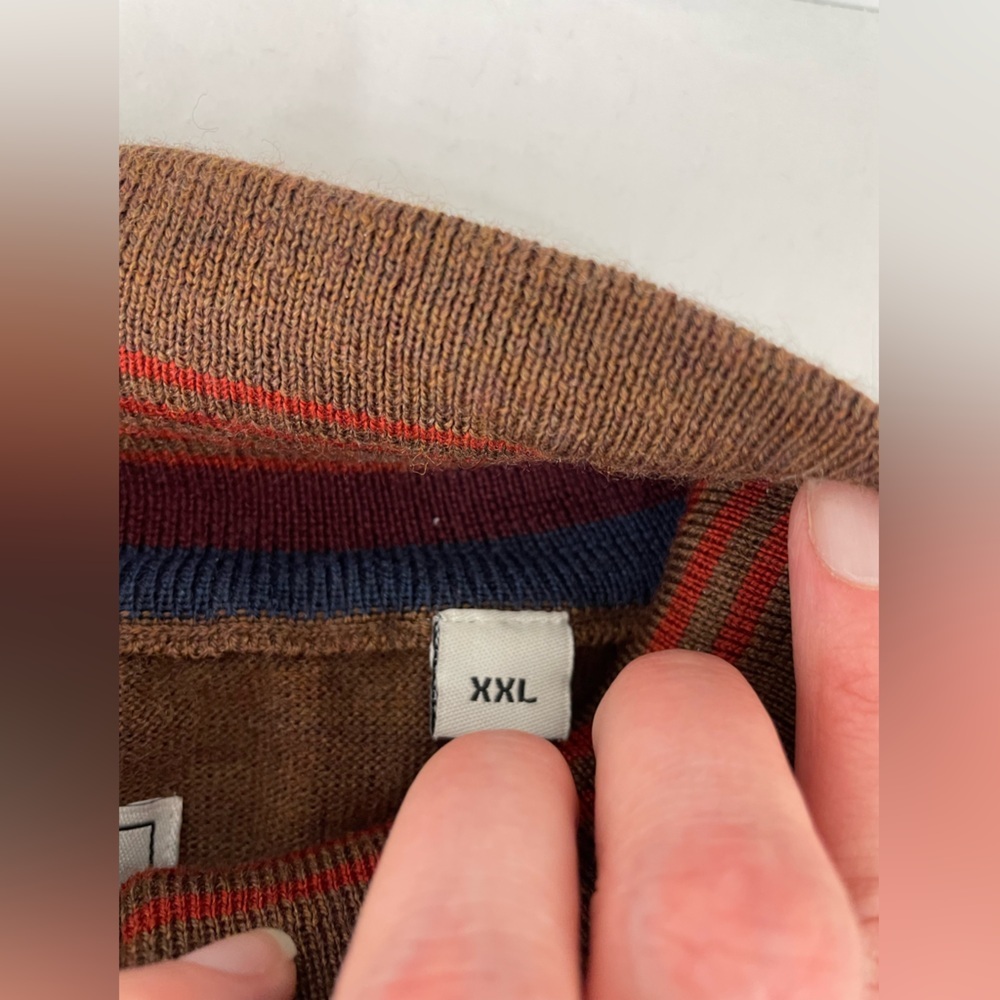 Williams & Kent 100% Merino Wool Quarter Zip Sweater Men’s Brown Pullover XXL - Picture 8 of 12
